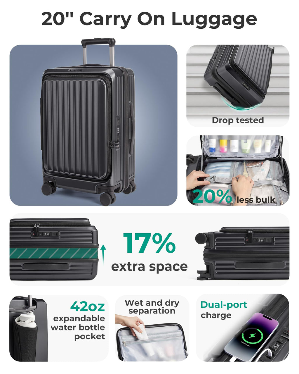 20" Expandable Carry-On Black A395