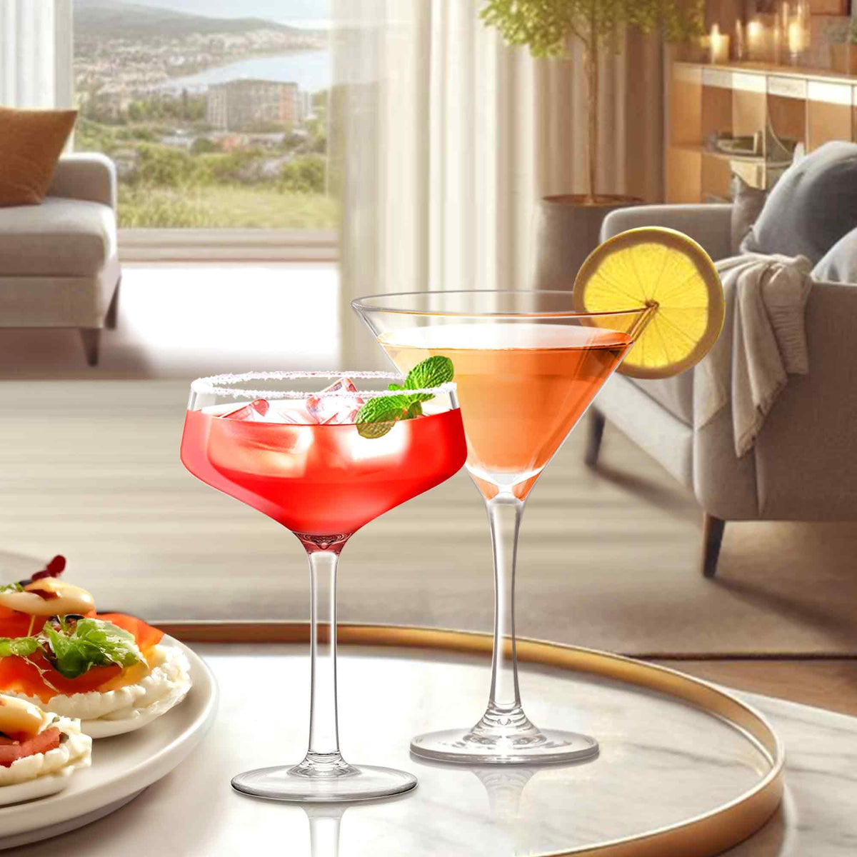 10-Ounce Plastic Martini Glasses Set of 6, Reusable, BPA-Free, Shatter-Proof, Dishwasher-Safe Y418