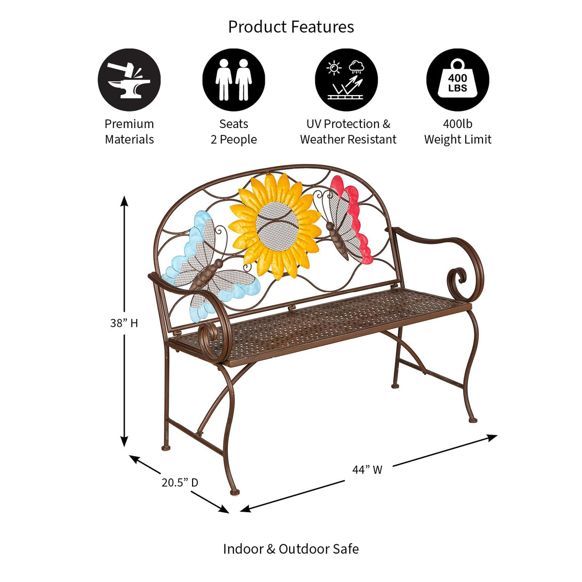 Cast Iron Metal Garden Bench E8249