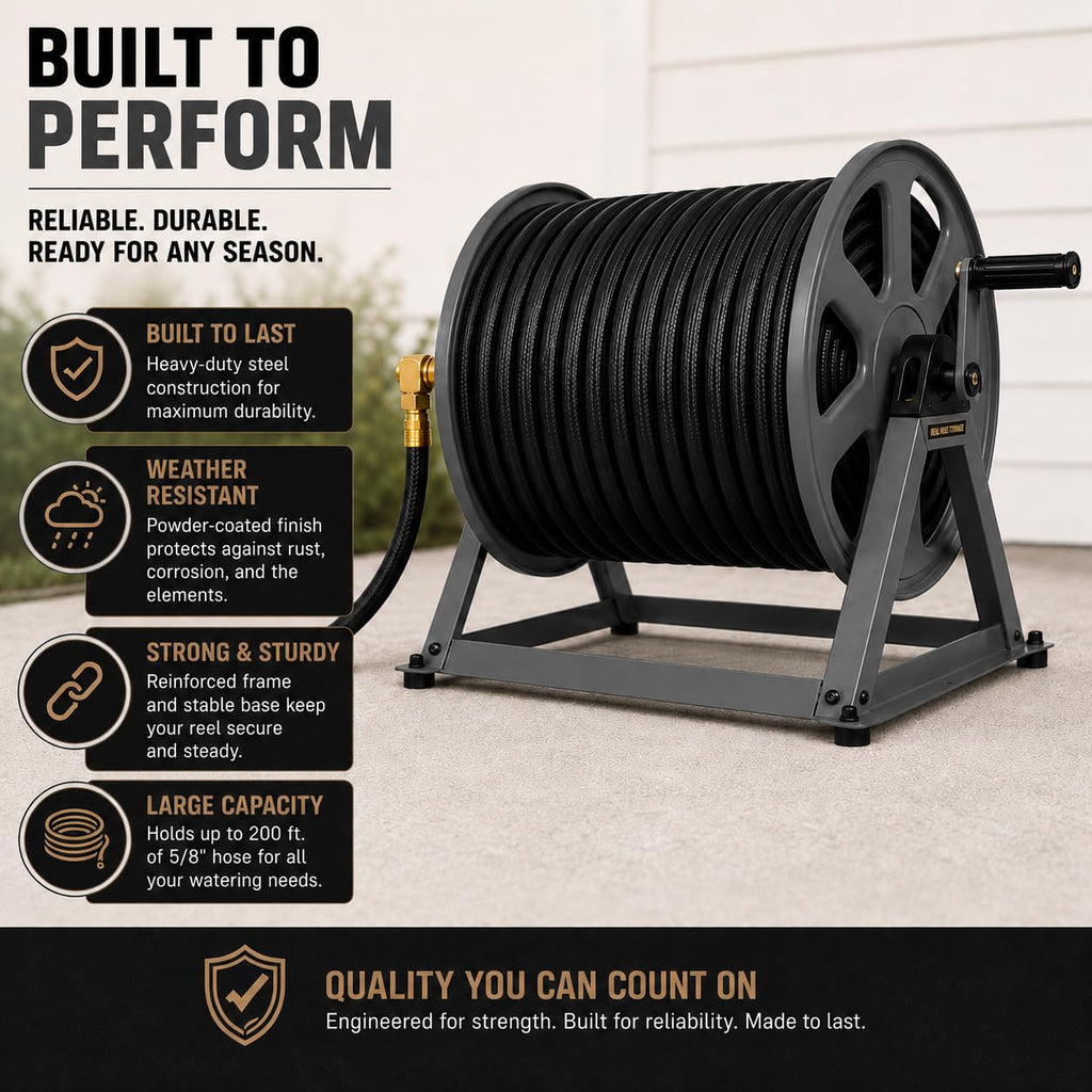 200ft Heavy Duty Metal Floor and Wall Mounted Hose Reel G4222