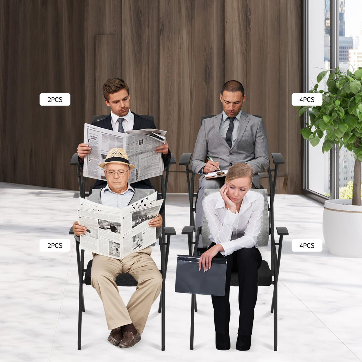 2 Pack Grey Mesh Office Chair with Arms A25741