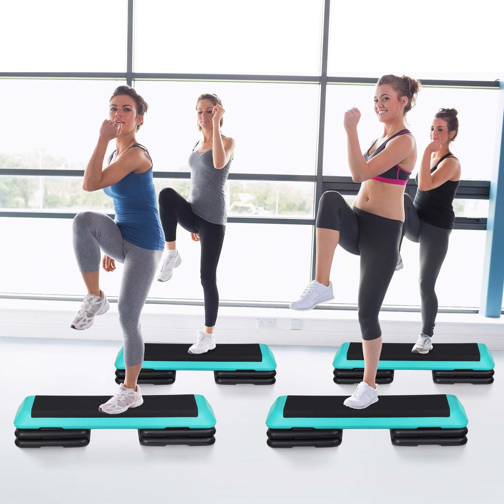 43" Adjustable Aerobic Stepper Bench with Risers T482