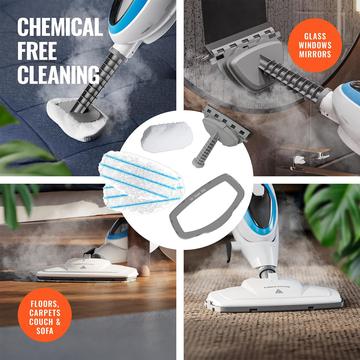 10-in-1 Steam Mop with Detachable Handheld Steam Cleaner H22168
