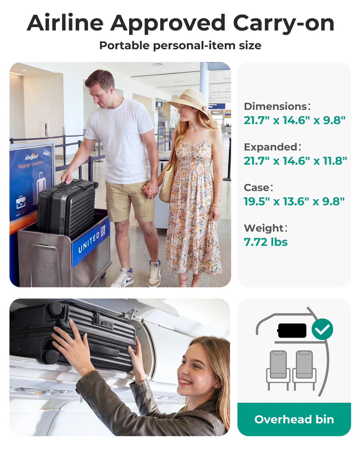 20" Expandable Carry-On Black A395