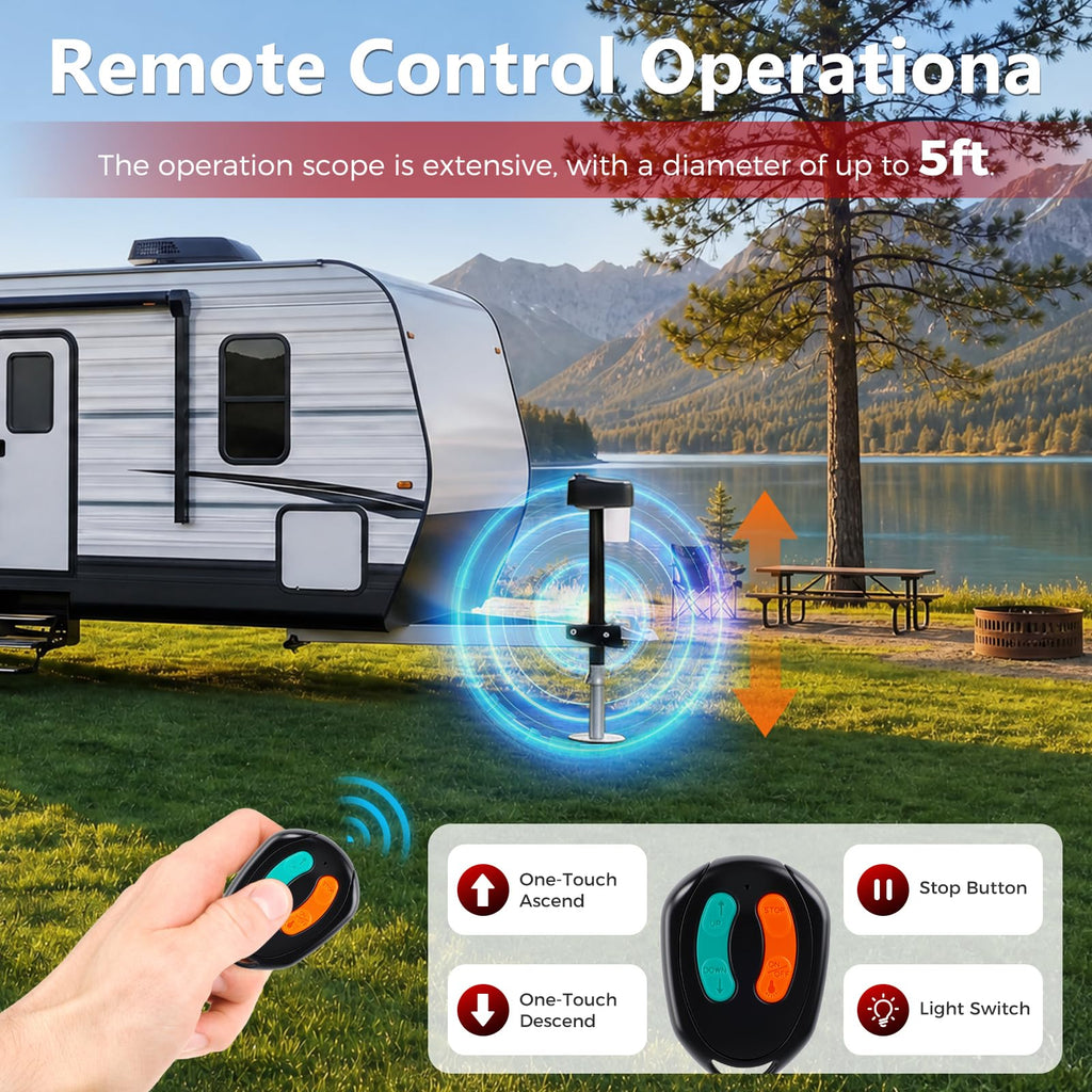 Electric Trailer Jack with 2 Remote Control, IP65 Waterproof G50007