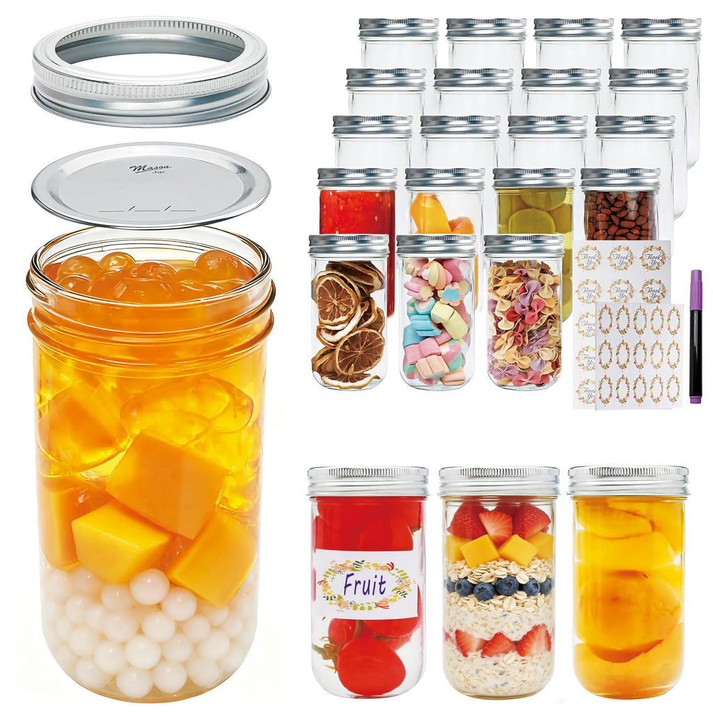 24 Pack 12 oz Mason Jars with Lids F3878
