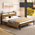 King Size Bed Frame with Storage Headboard ＆ LED Light Y846426