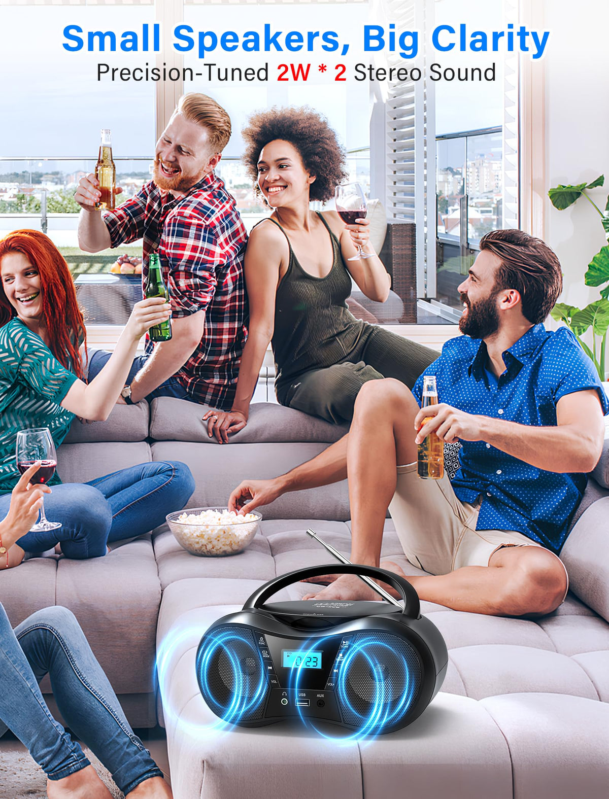 Portable Boombox CD Player with Bluetooth S2194