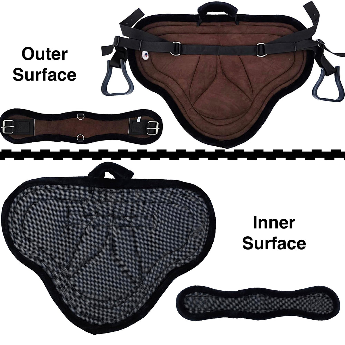 Padded Suede Leather Bareback Pad with Girth & Stirrups Y751