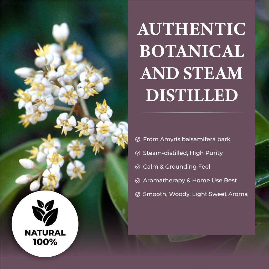 100% Natural Steam-Distilled Amyris Balsamifera Essential Oil 4 fl oz L211