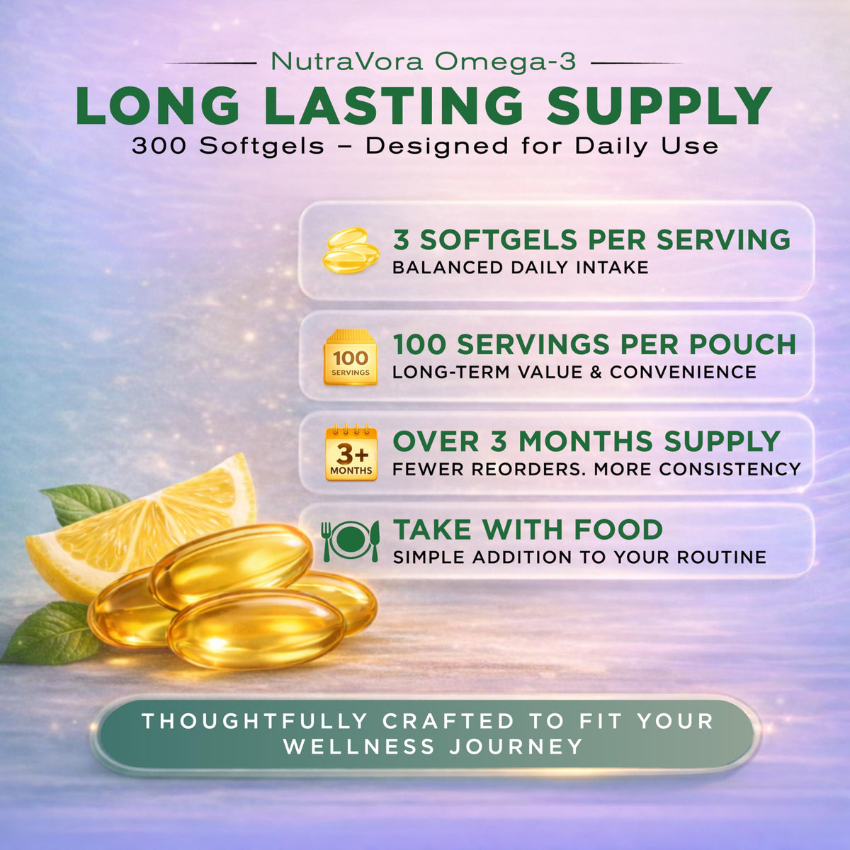 Omega 3 Fish Oil 4,200 mg Lemon Flavor 300 Softgels O885