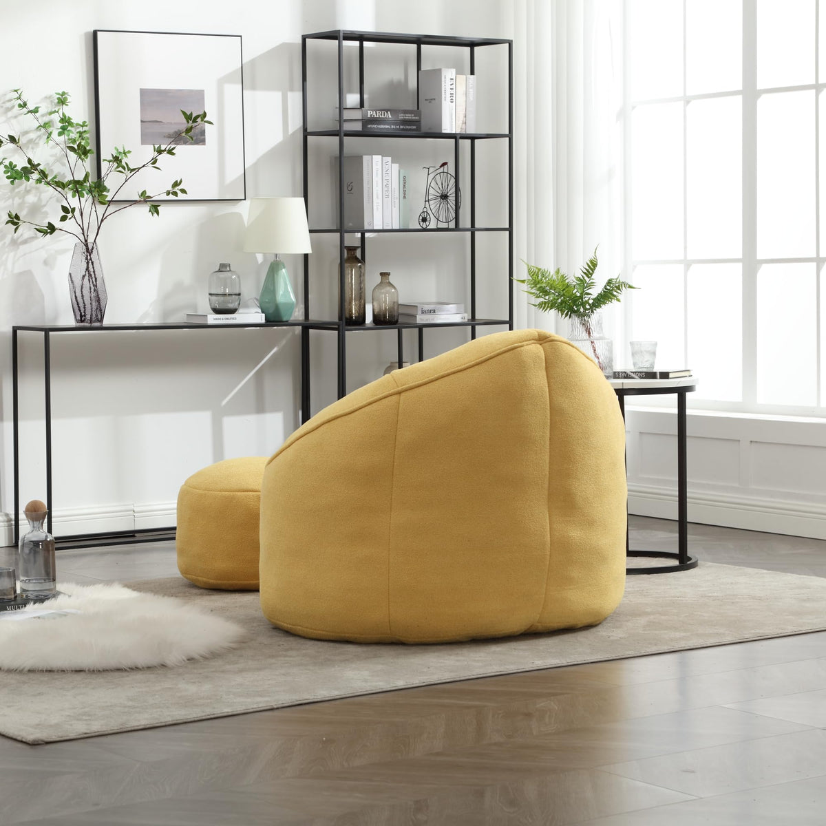 Microfiber Bean Bag Chair with Footrest A1236