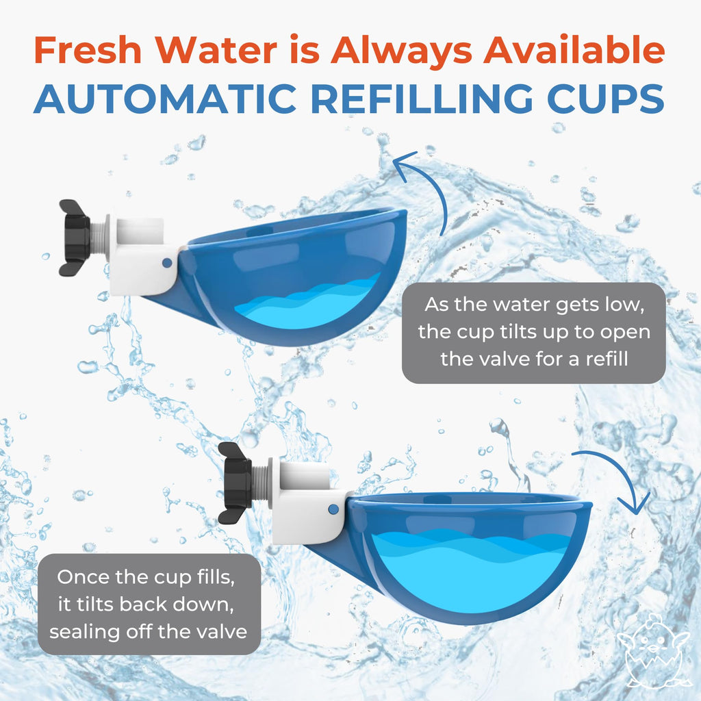 Blue Large Automatic Chicken Waterer Cups Pack of 5 D3028