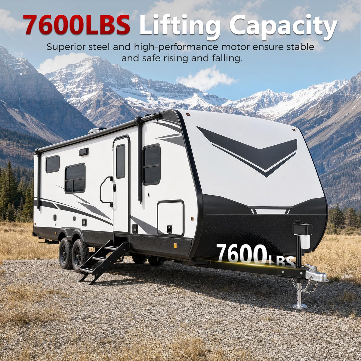 Electric Trailer Jack with 2 Remote Control, IP65 Waterproof G50007