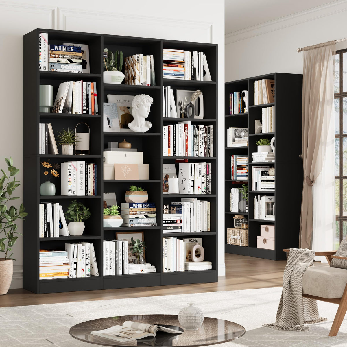 Triple Wide Bookshelf with 17 Display Shelves B749999