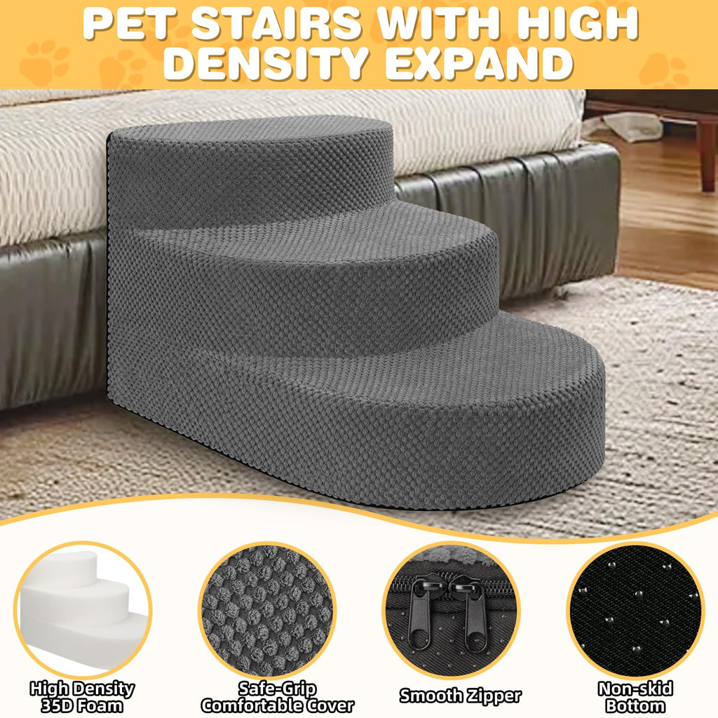 Grey 3 Steps Foam Dog Stairs A31410