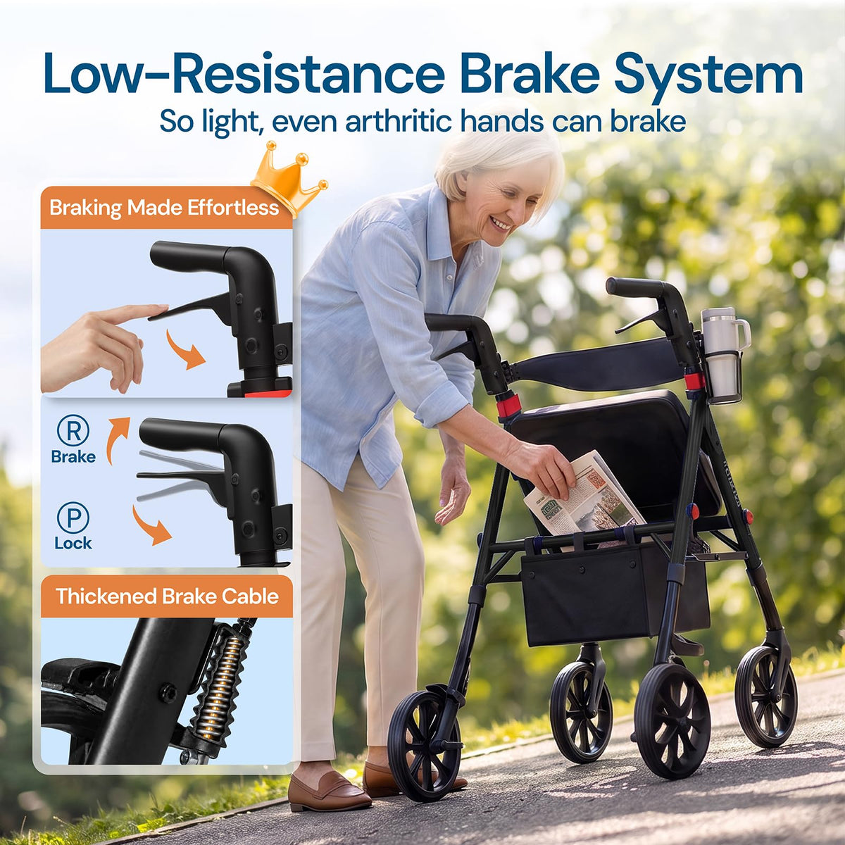 Bariatric Rollator Walker with Seat 500 lb Capacity W6892