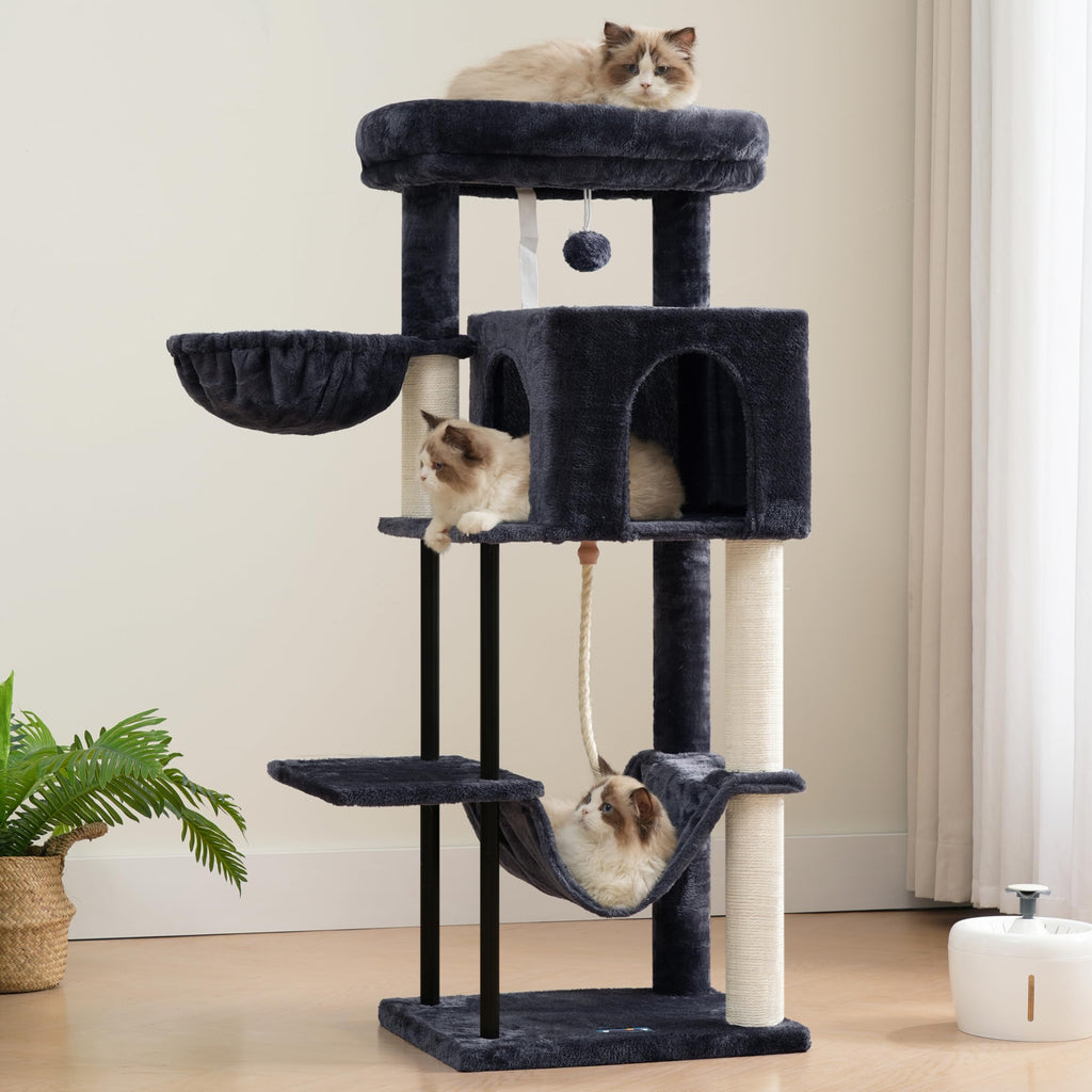 43.3 inch Smoky Gray Cat Tree with Hammock and Scratching Post Q47671