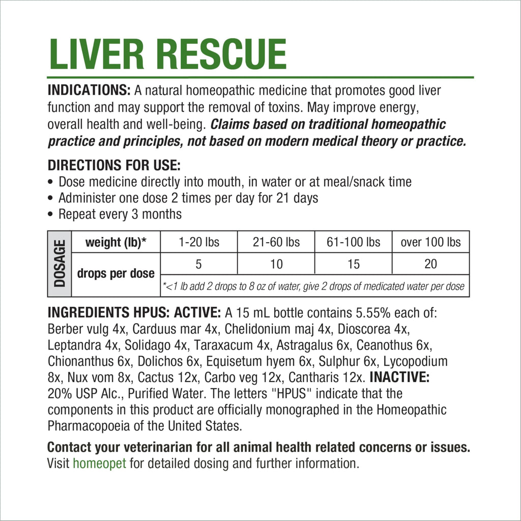 Liver Rescue Supplement for Dogs and Cats 15 Milliliters U4732