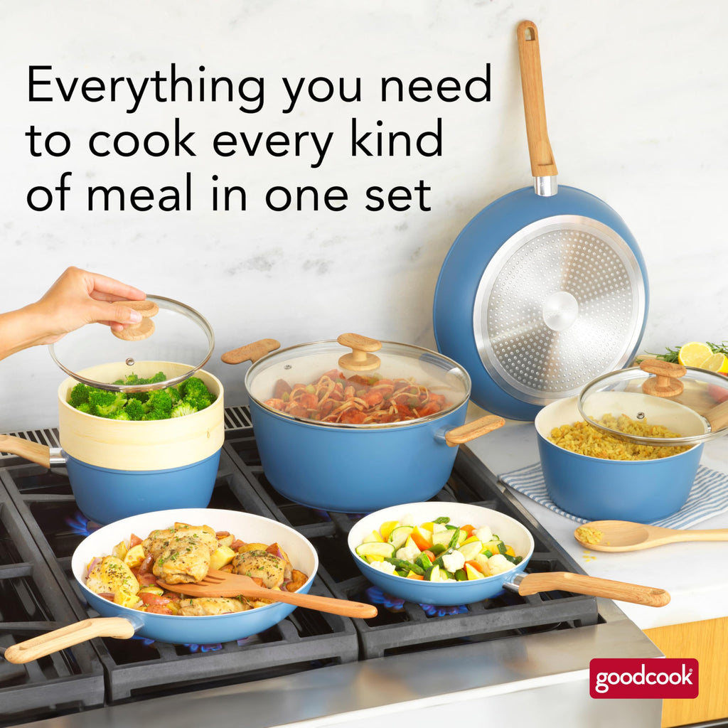 12-Piece Light Blue Ceramic Titanium-Infused Nonstick Cookware Set D818570