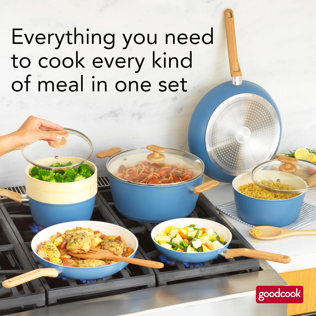 12-Piece Light Blue Ceramic Titanium-Infused Nonstick Cookware Set D818570