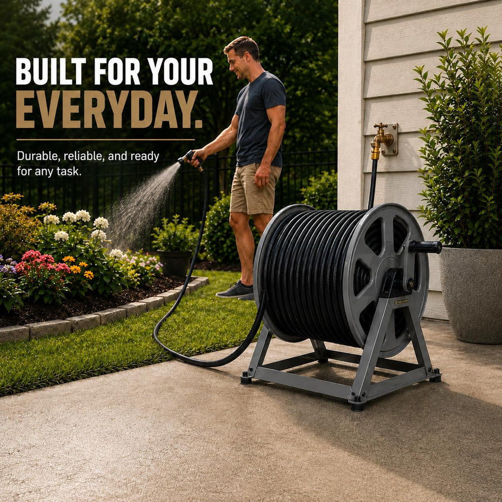 200ft Heavy Duty Metal Floor and Wall Mounted Hose Reel G4222