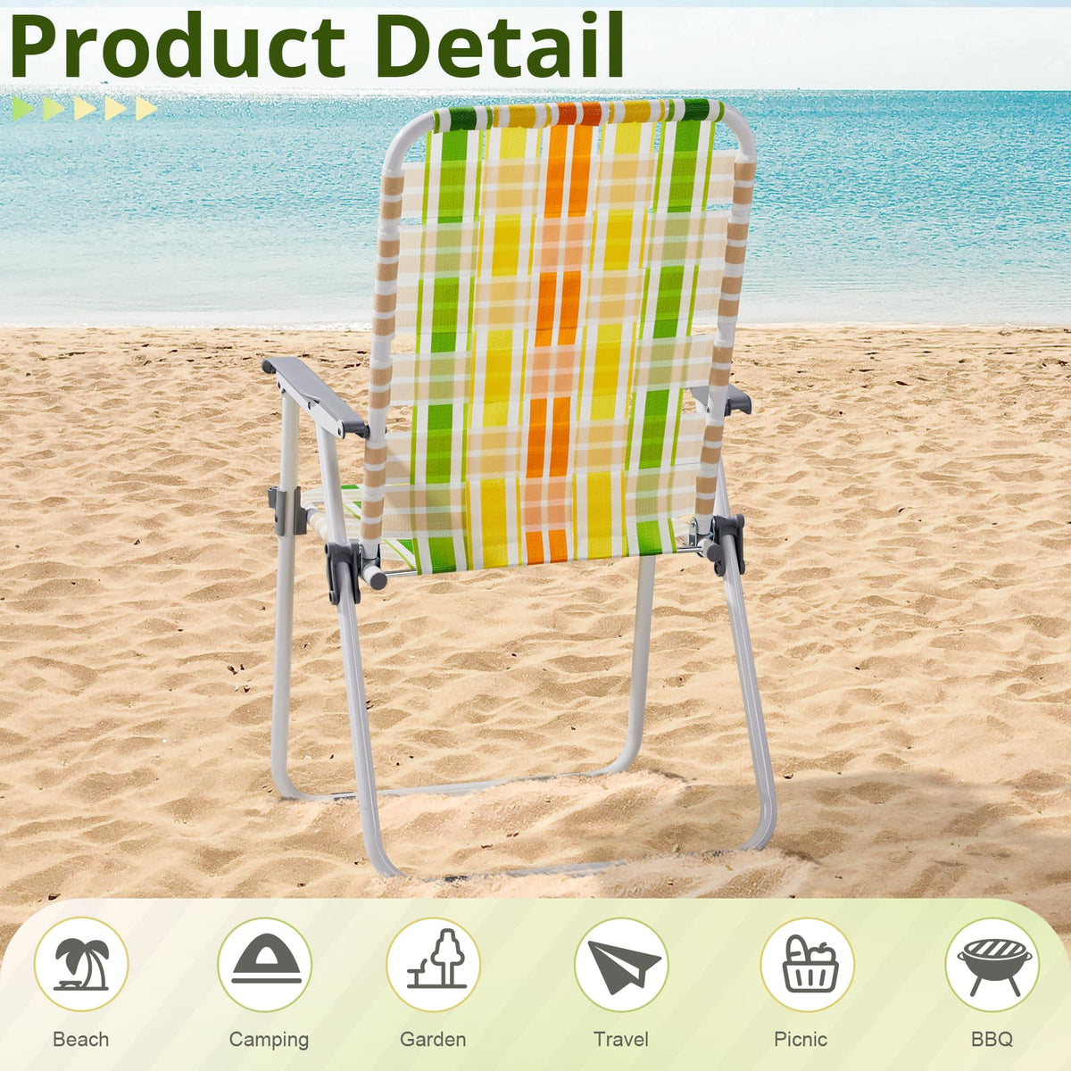 Oversized Folding Webbed Lawn Chairs Set of 2 W11205