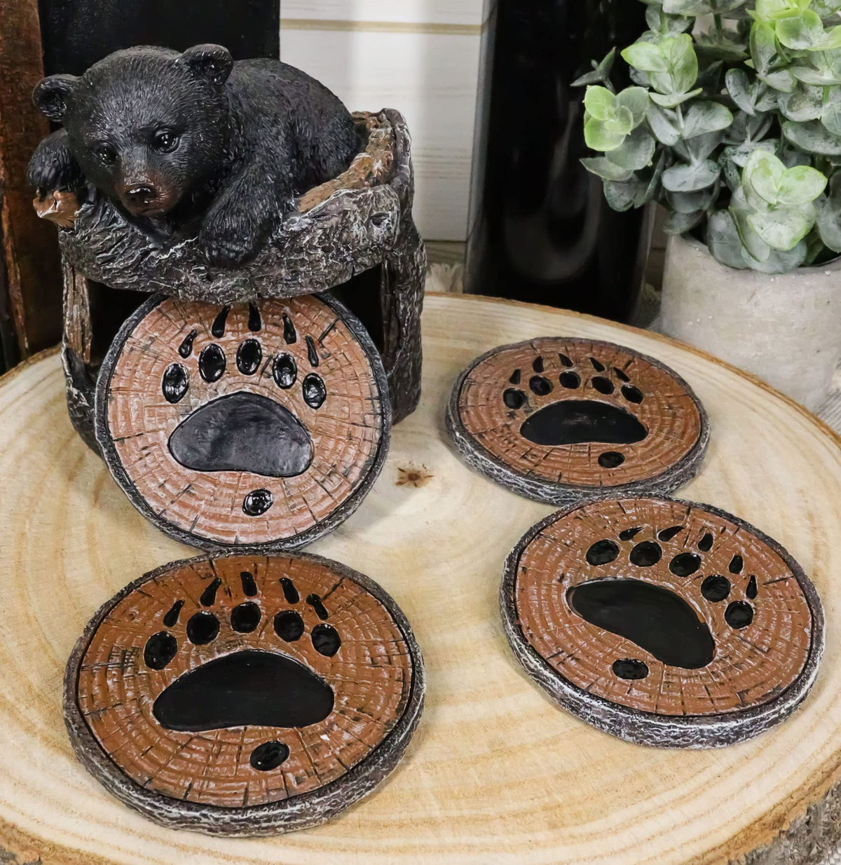Black Bear Coaster Set with 4 Coasters R960