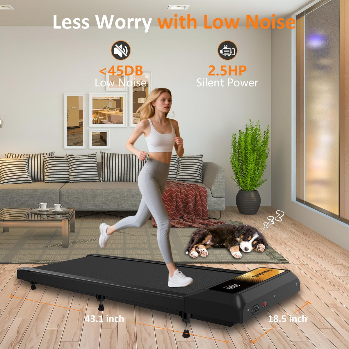 2.5HP Incline Walking Pad Treadmill with Remote M48764