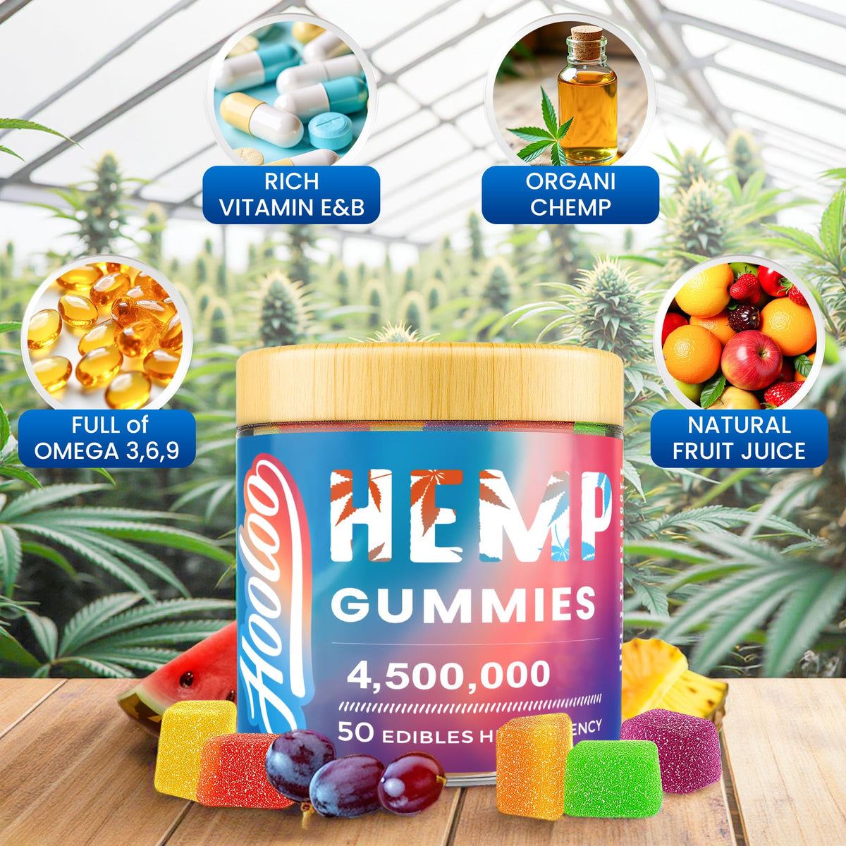 Hemp Gummies 6 Fruity Flavors F8032