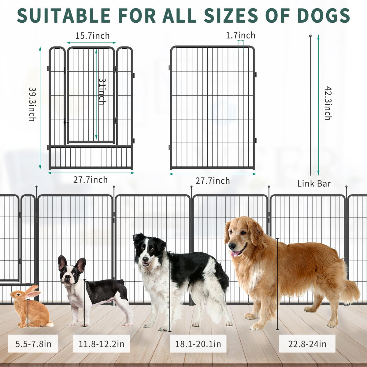 16 Panel 40" Height Dog Playpen with Doors B8896
