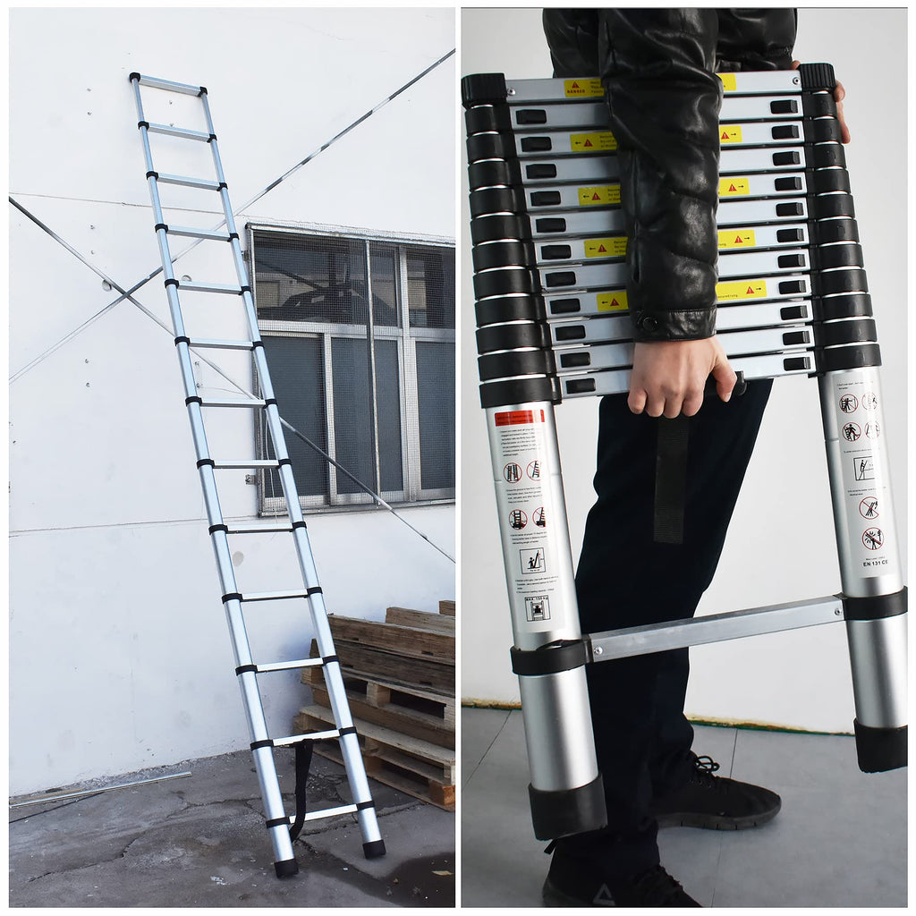 12.5FT Aluminum Telescoping Ladder 330 pounds H4409