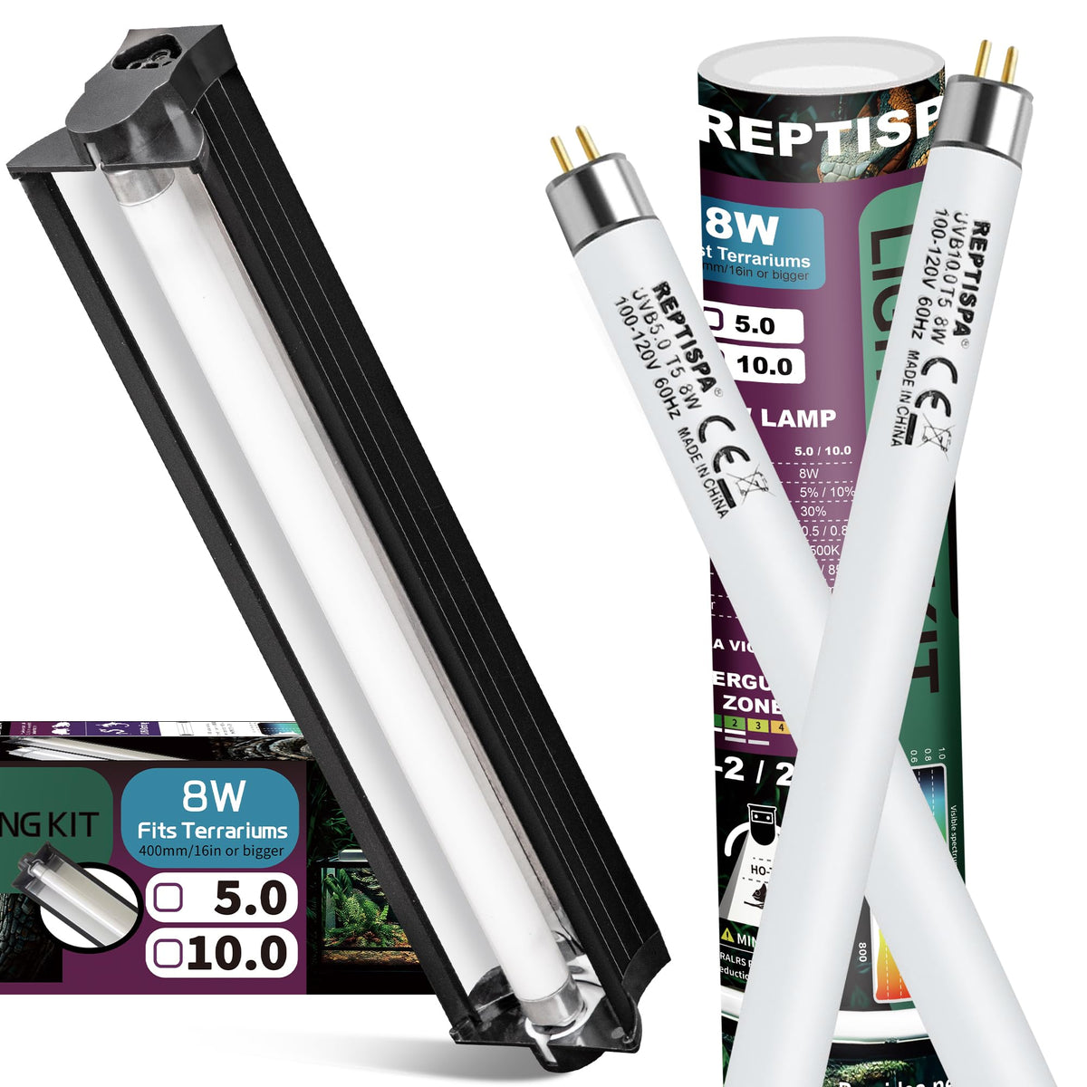 8W T5 HO UVB Fluorescent Light Fixture Combo Kit I138