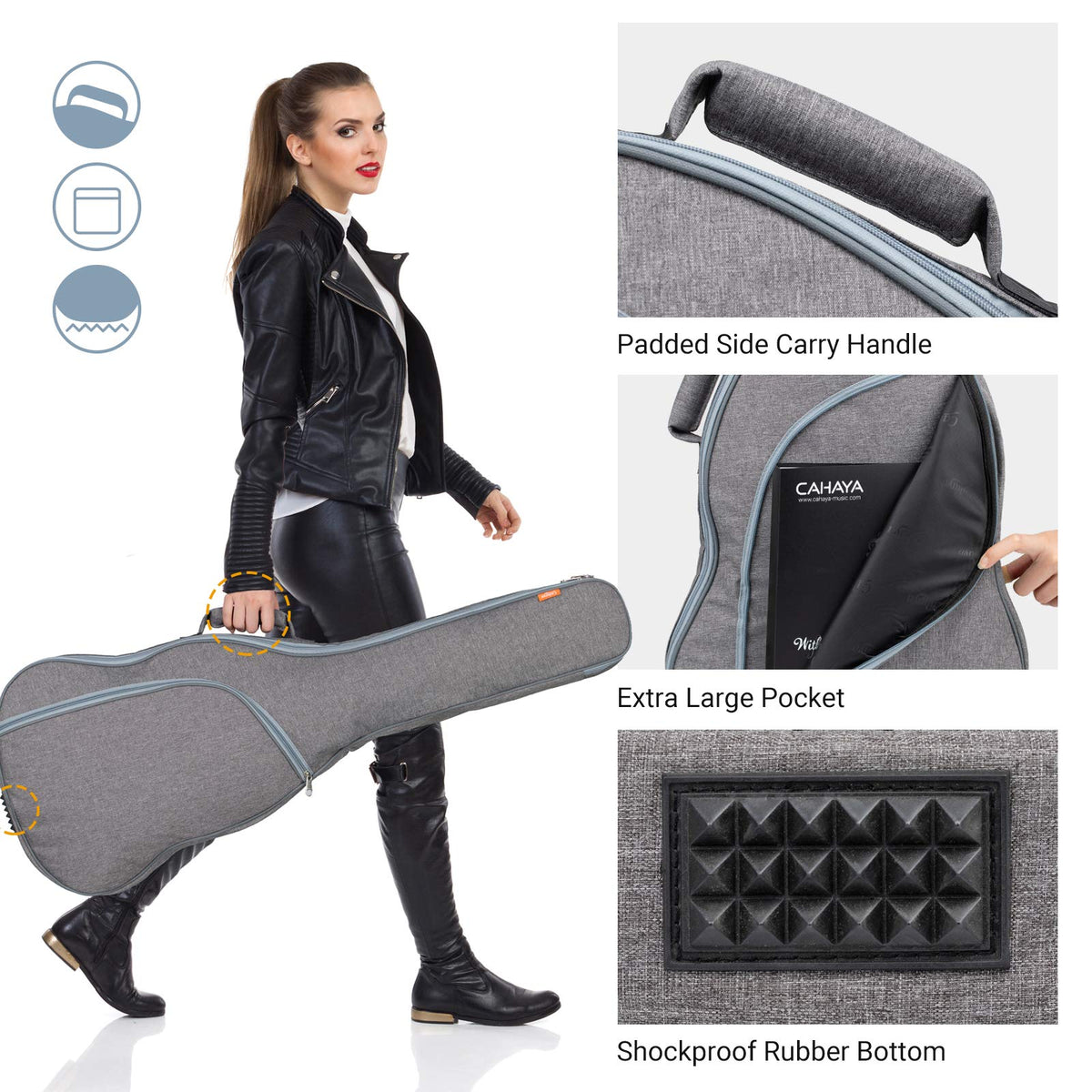 Waterproof Hardshell Acoustic Guitar Case with 3 Pockets Z944526