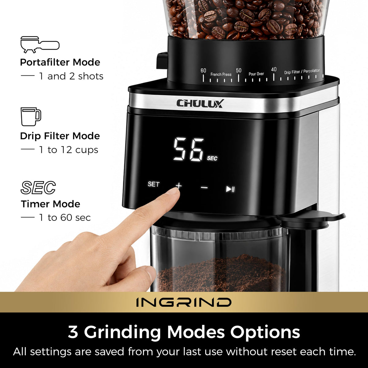 Espresso Machine with Conical Burr Coffee Grinder J82767