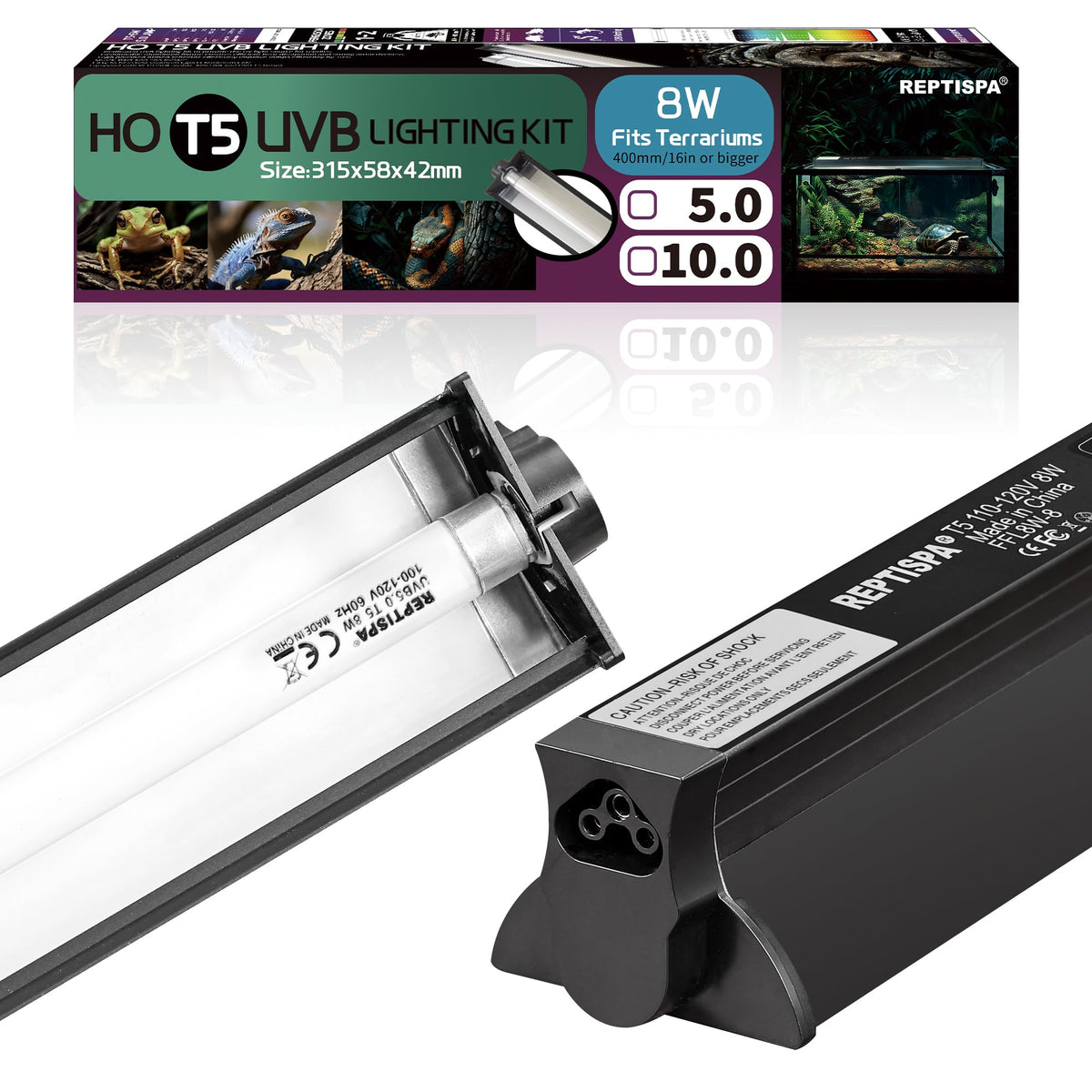 8W T5 HO UVB Fluorescent Light Fixture Combo Kit I138