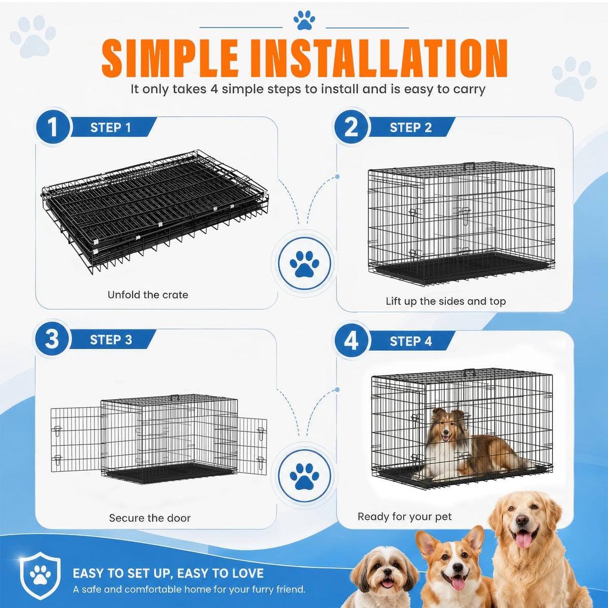 48 Inch Folding Metal Dog Crate A954267