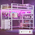 White Twin Gaming Loft Bed with Desk Q163