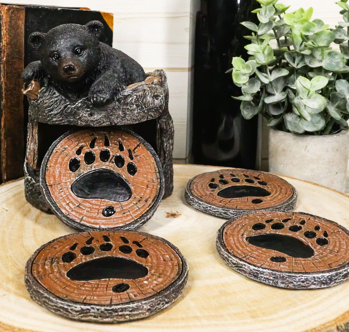 Black Bear Coaster Set with 4 Coasters R960