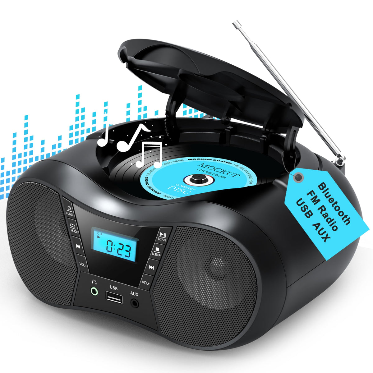 Portable Boombox CD Player with Bluetooth S2194