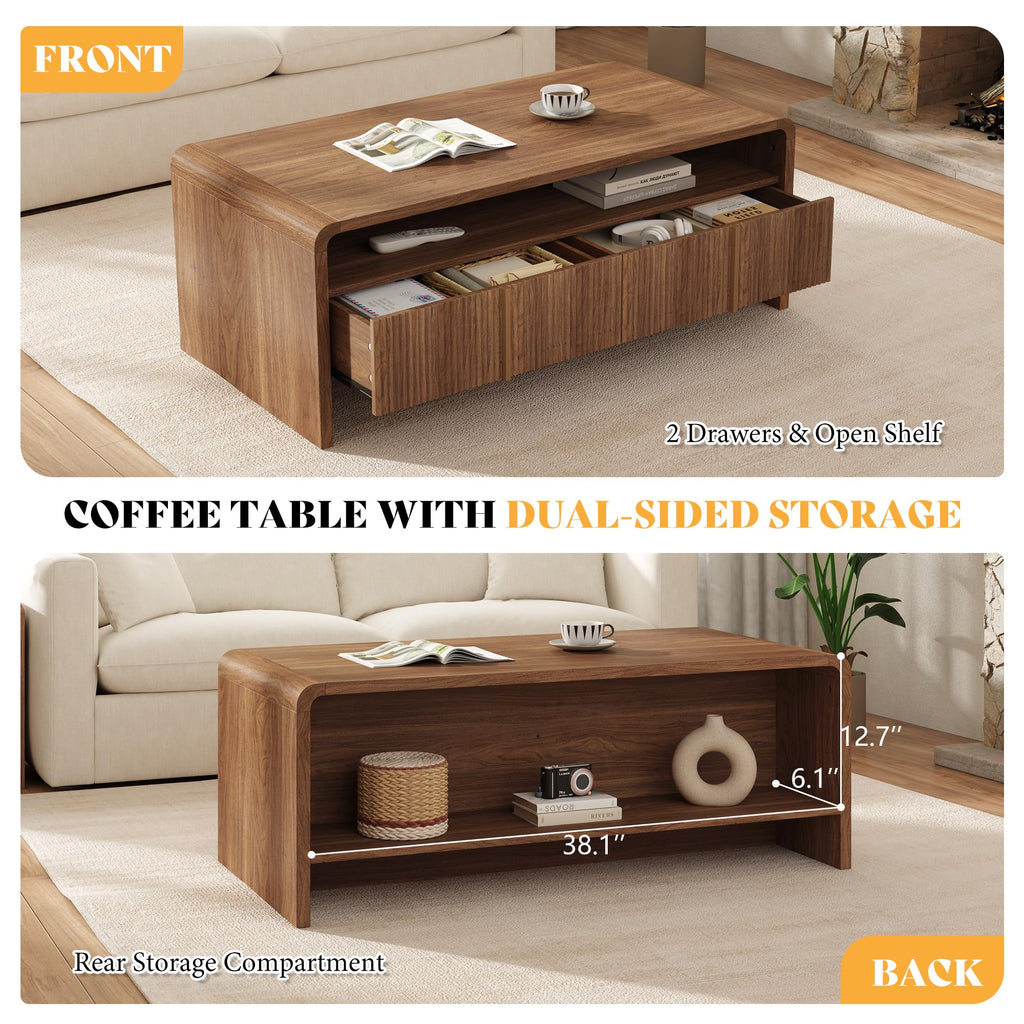 Fluted Coffee Table with Storage D811607