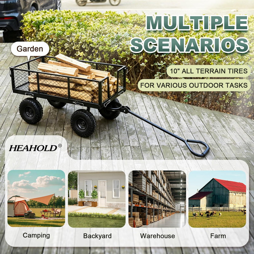 Steel Garden Cart 4 Cu Ft Utility Wagon L7472