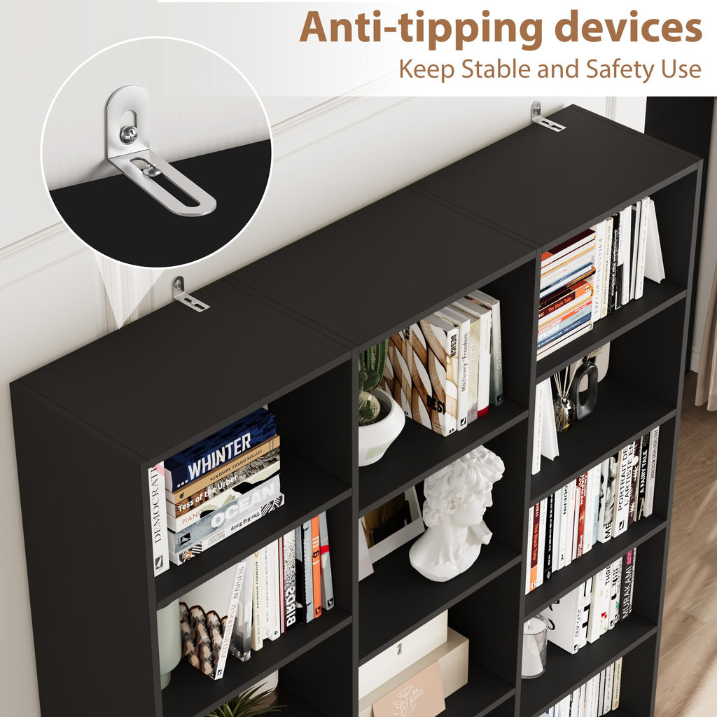 Triple Wide Bookshelf with 17 Display Shelves B749999