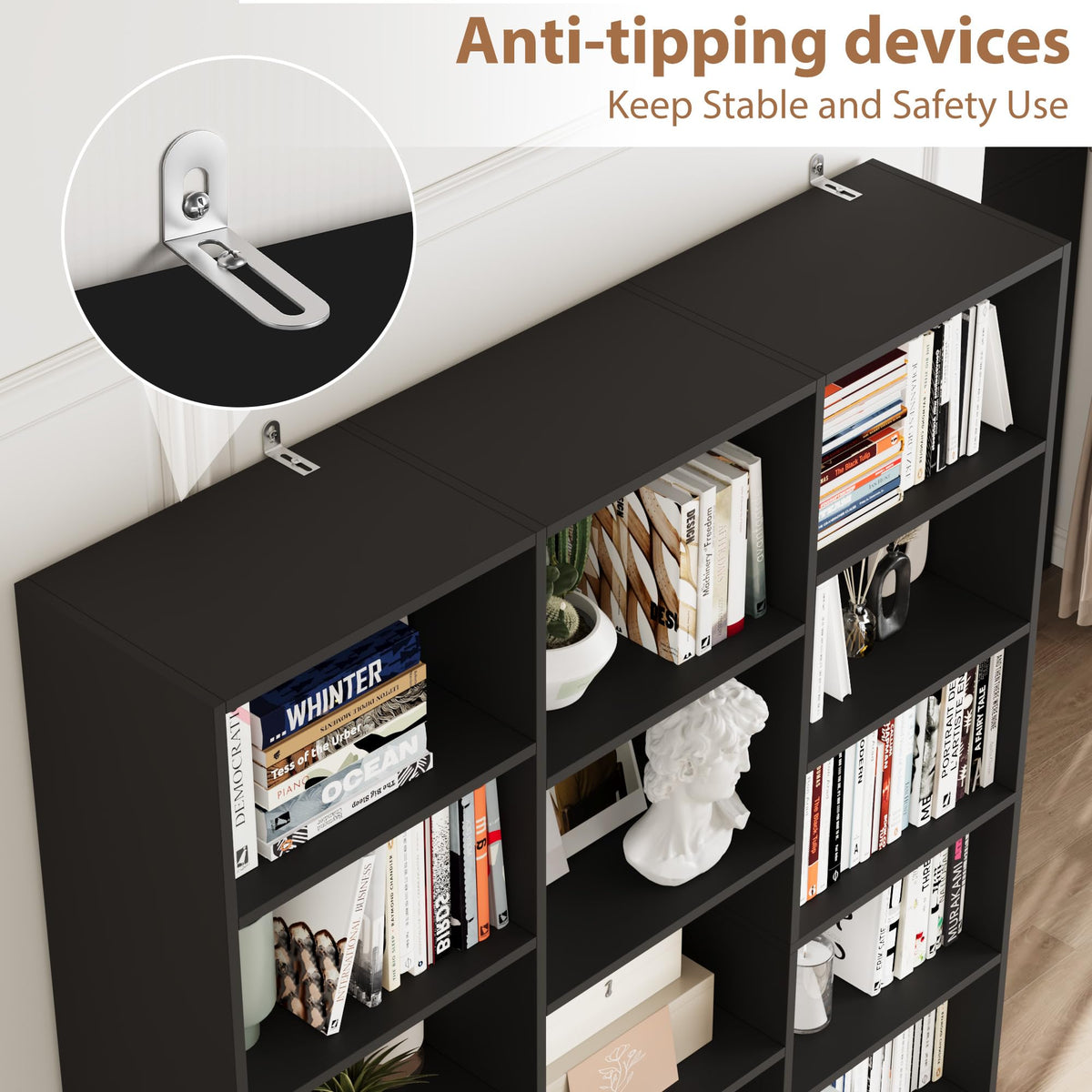 Triple Wide Bookshelf with 17 Display Shelves B749999