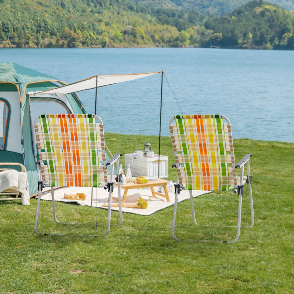 Oversized Folding Webbed Lawn Chairs Set of 2 W11205