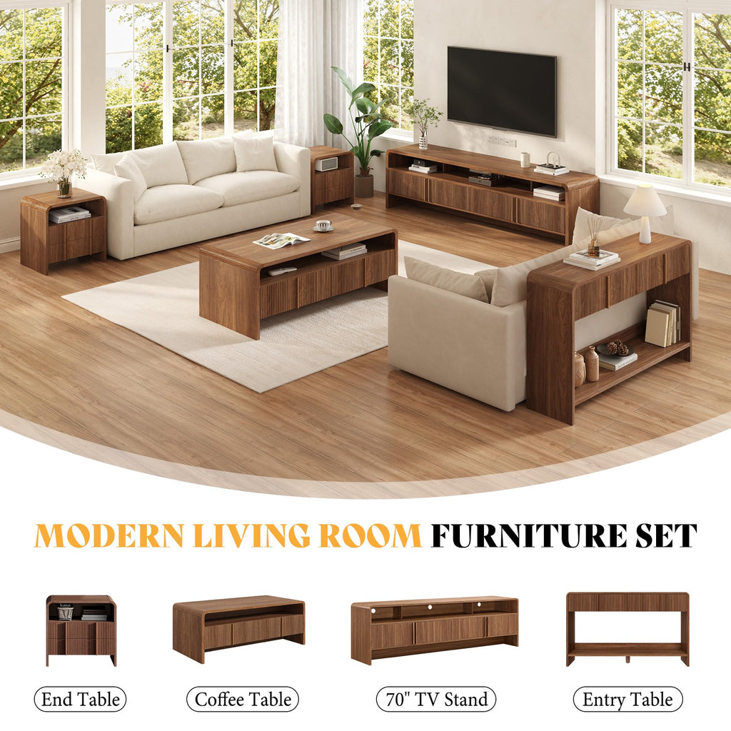 Fluted Coffee Table with Storage D811607