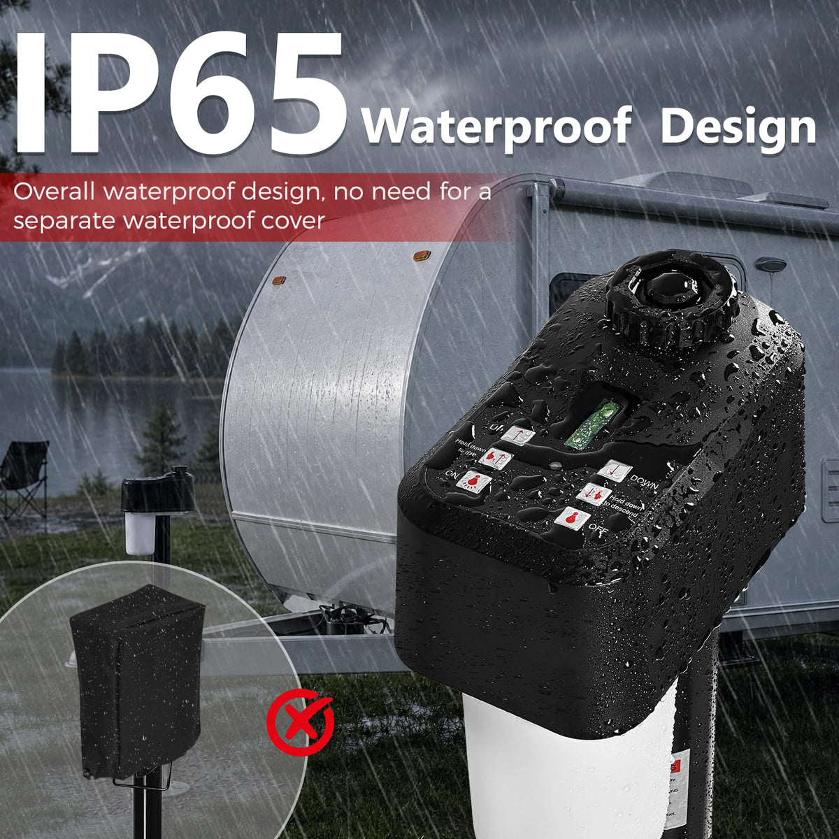 Electric Trailer Jack with 2 Remote Control, IP65 Waterproof G50007