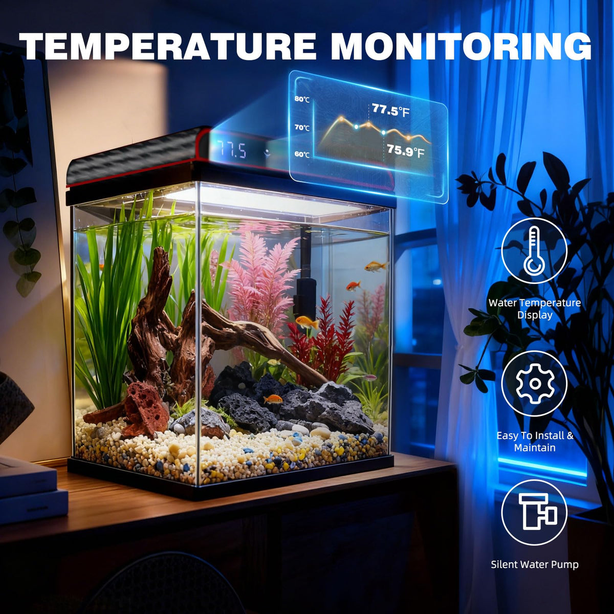 10 Gallon Glass Fish Tank Aquarium Starter Kit O518128