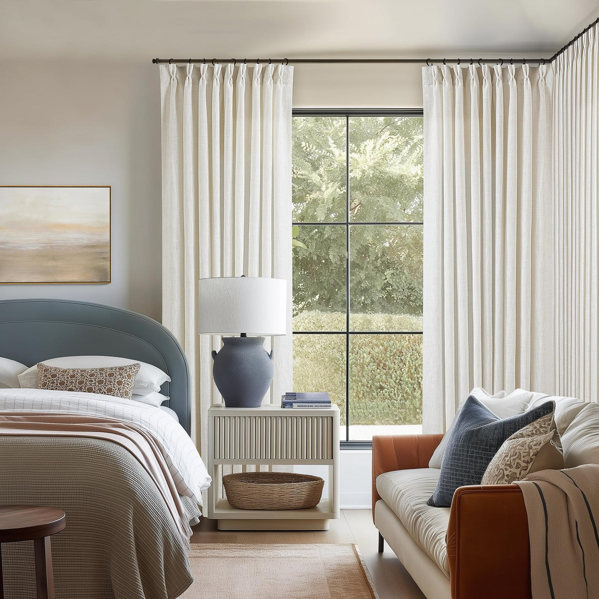 Natural Extra Wide Pinch Pleat 102 Inch Curtains C4256