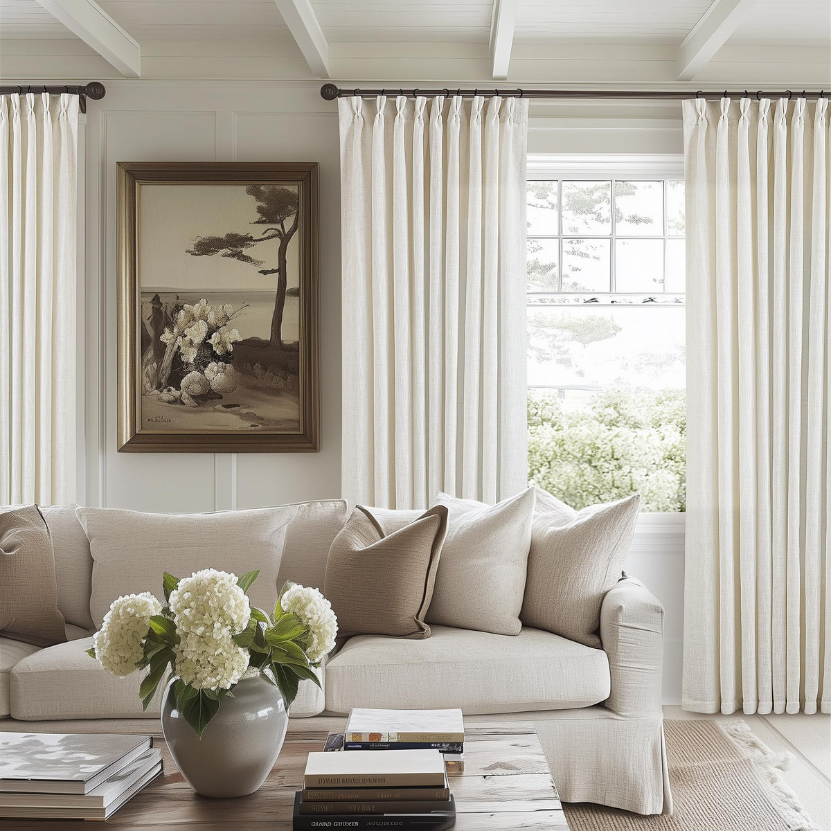 Natural Extra Wide Pinch Pleat 102 Inch Curtains C4256